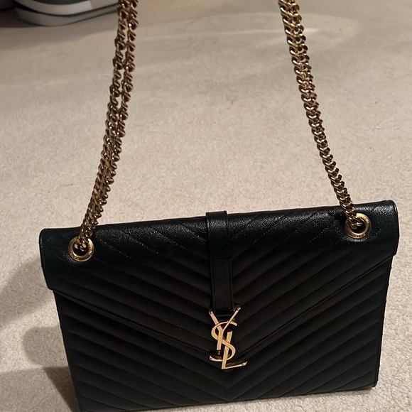 Large YSL pebbled leather black 2 way bag - Picture 5 of 11